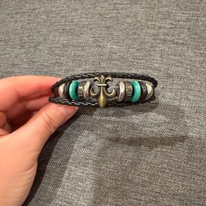 Black and Turquoise Braided Bracelet